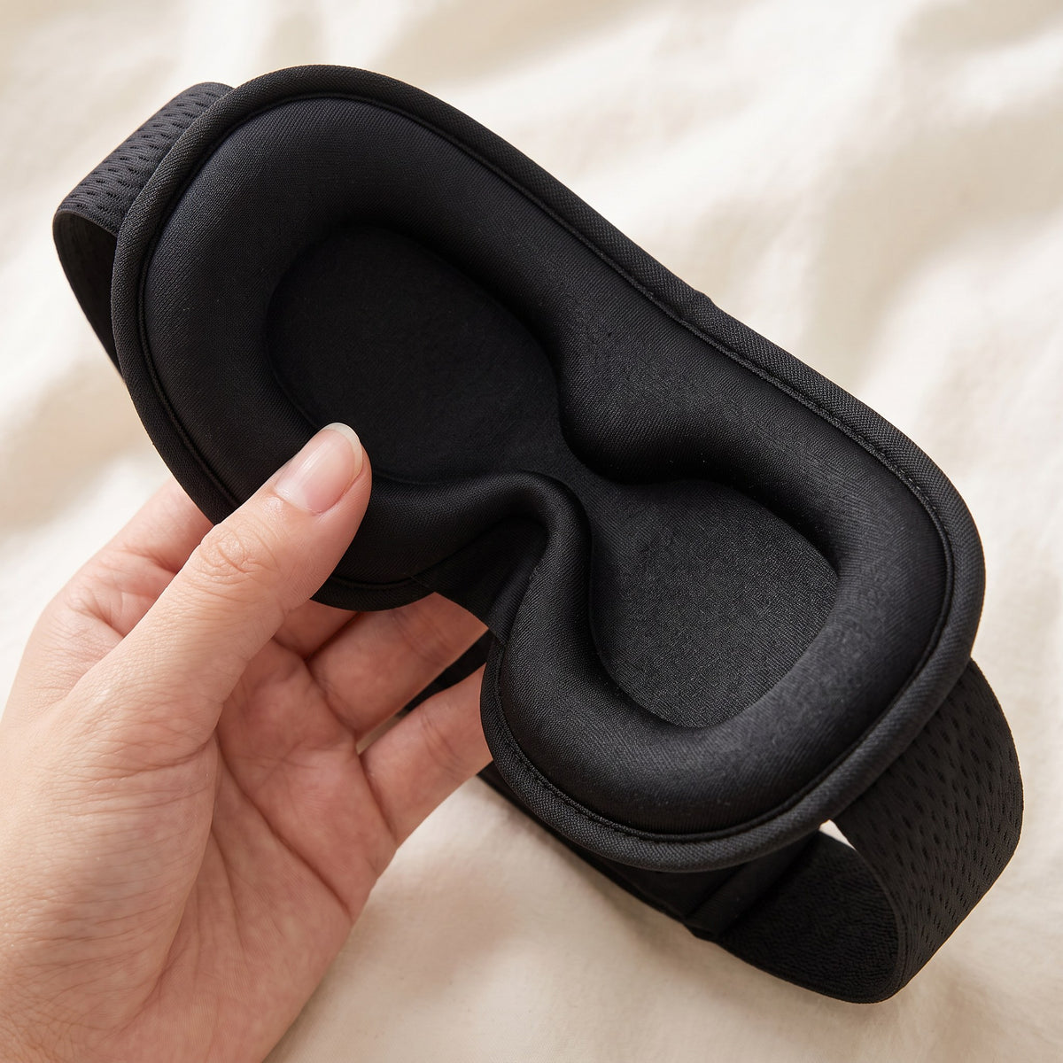 3D blackout sleep mask close-up detail