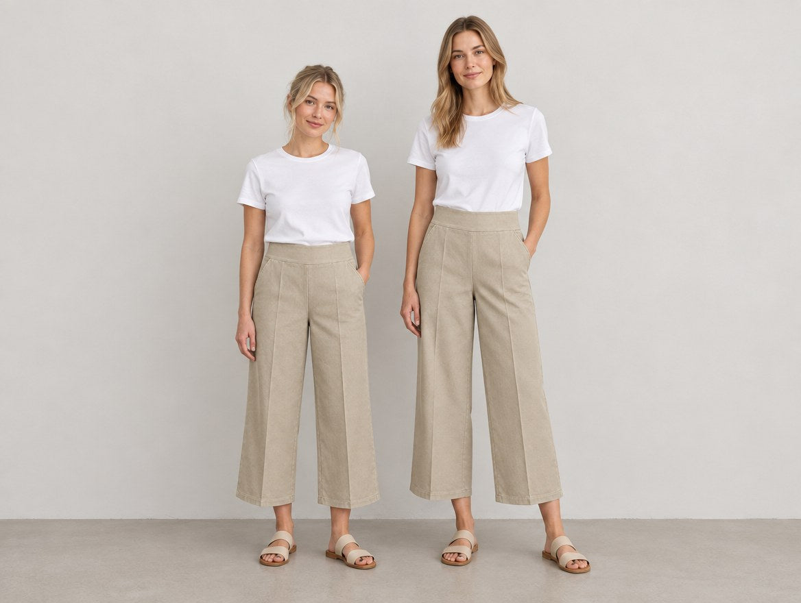 Samma capri på en kortare och en längre kvinna