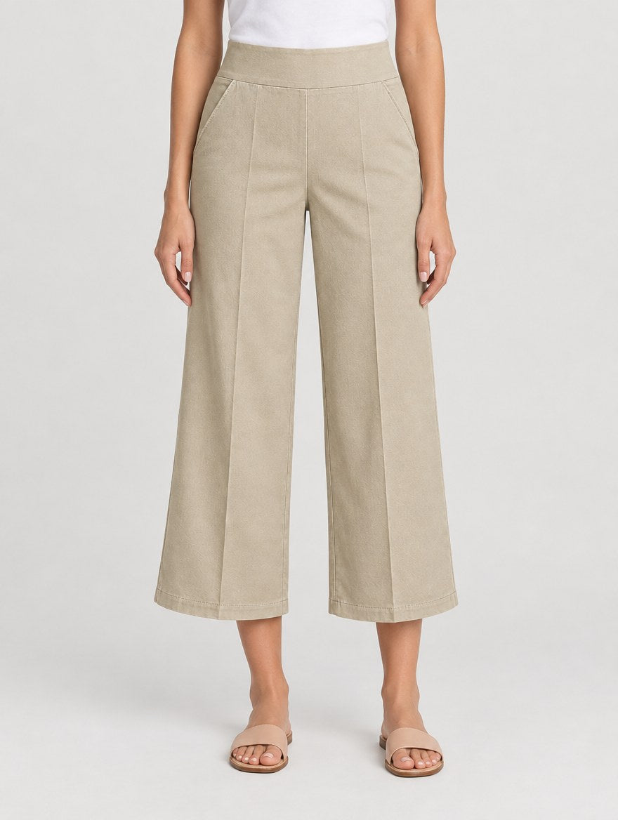 Stretchcapri i ljus khaki