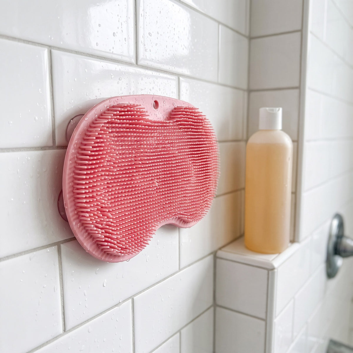 Shower foot scrubber mat in everyday use