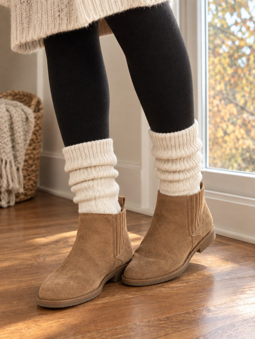 Krämvita sockor med mockaboots